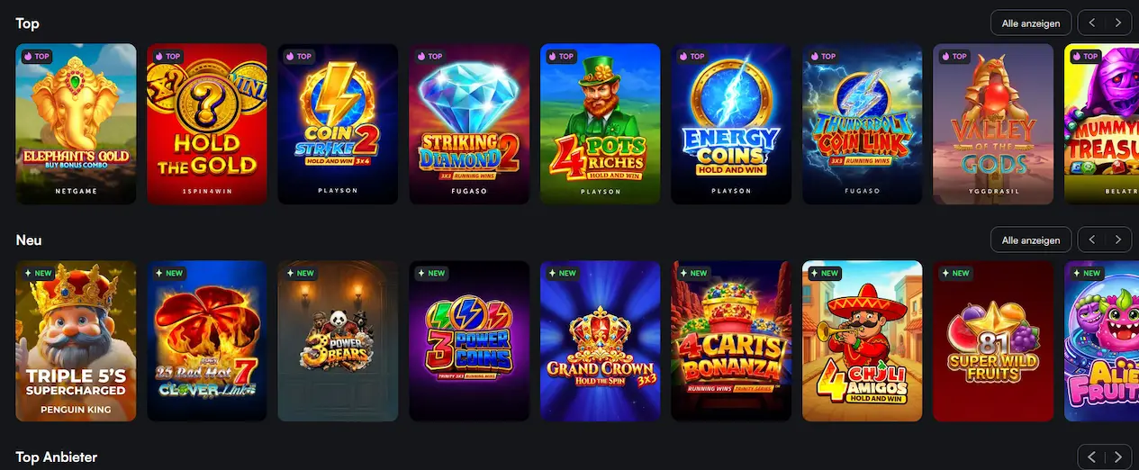 Auswahl beliebter Spielautomaten im Trueluck Casino